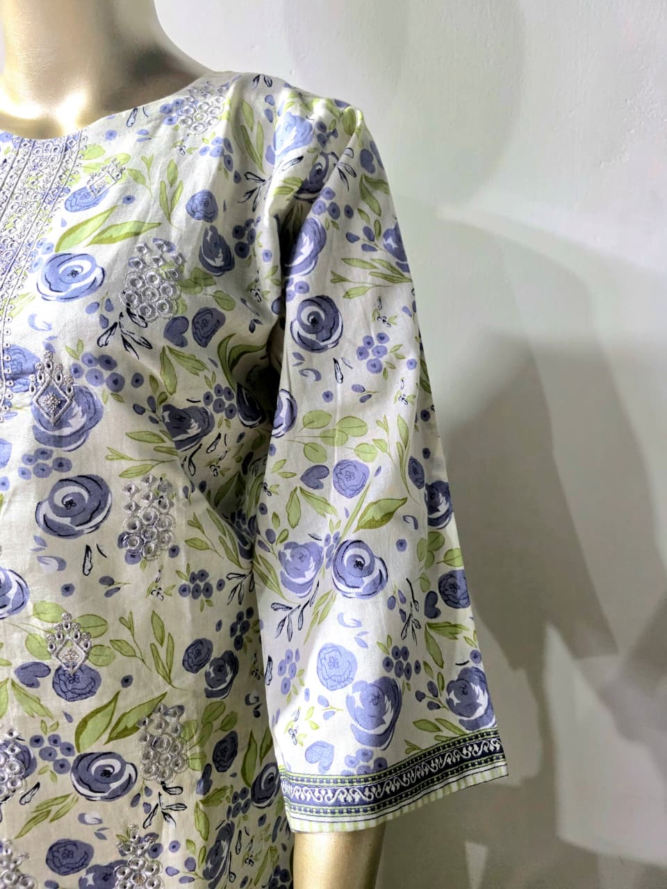 3-piece stitched Embroided Lawn.