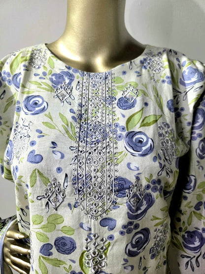 3-piece stitched Embroided Lawn.