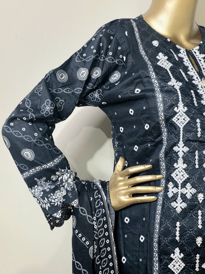 Embroided 3 piece stitched