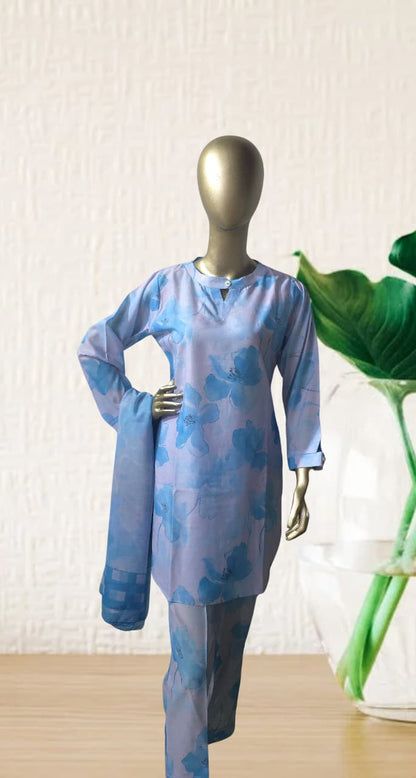 3-piece stitched printed Lawn