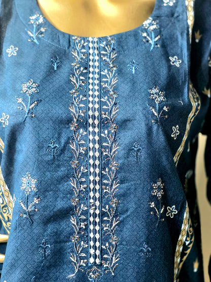 3-piece stitched Embroided Lawn.