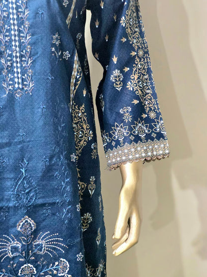 3-piece stitched Embroided Lawn.