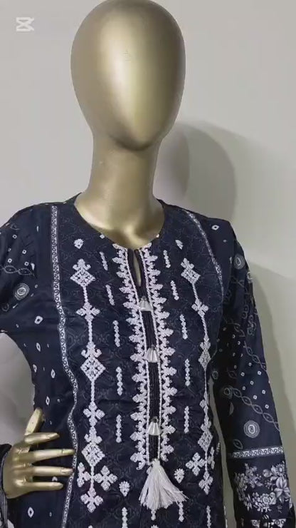 Embroided 3 piece stitched